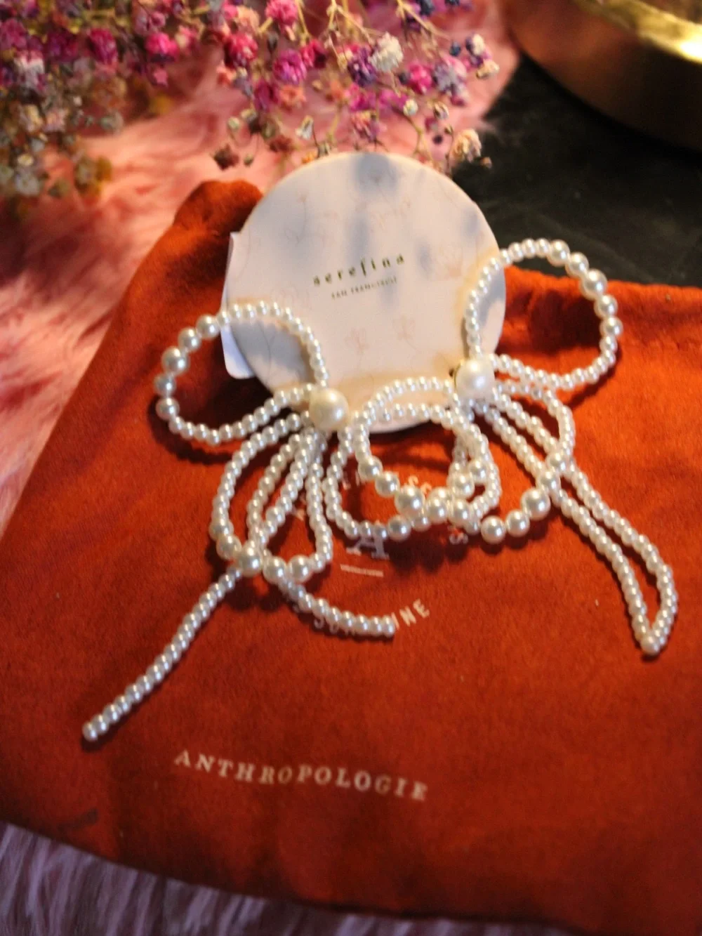 Anthropologie Pearl Bow Hair Clips in White